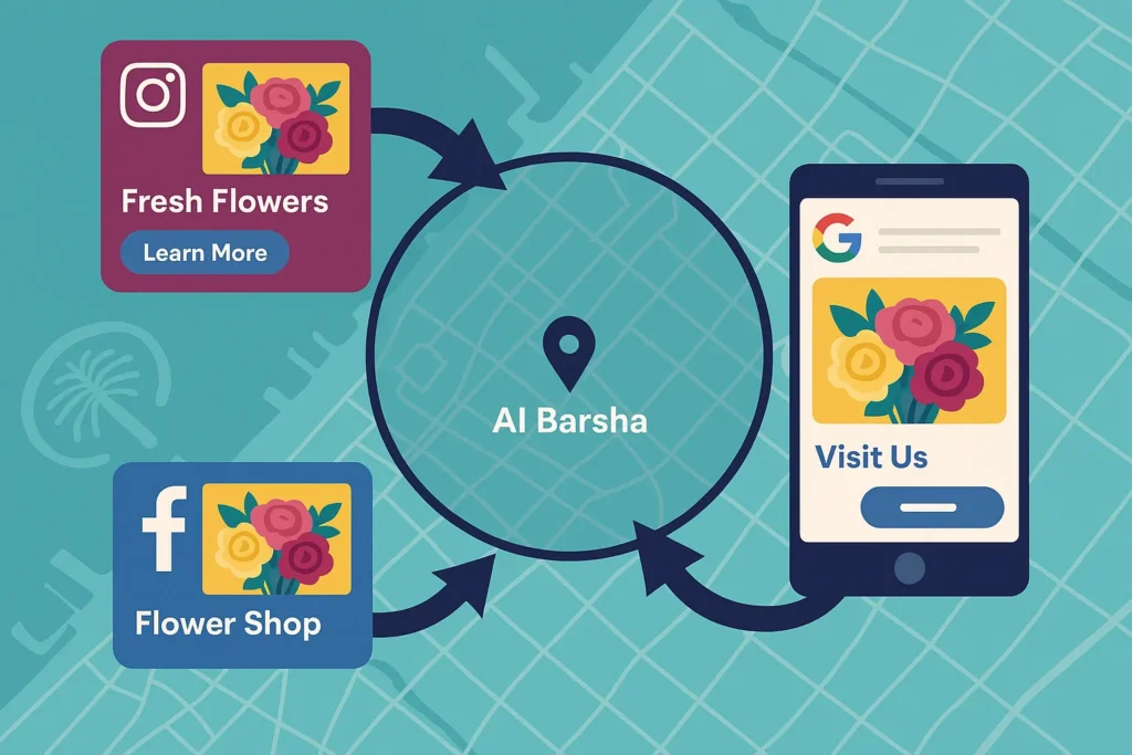 How to Attract Customers to Flower Shop Dubai: 15 Proven Steps to Boost Walk-Ins Visual representation of geo-targeted advertising for flower shop in Al Barsha, Dubai